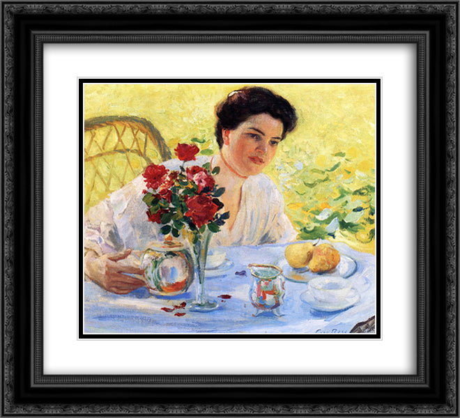 Five O'Clock 22x20 Black Ornate Wood Framed Art Print Poster with Double Matting by Rose, Guy
