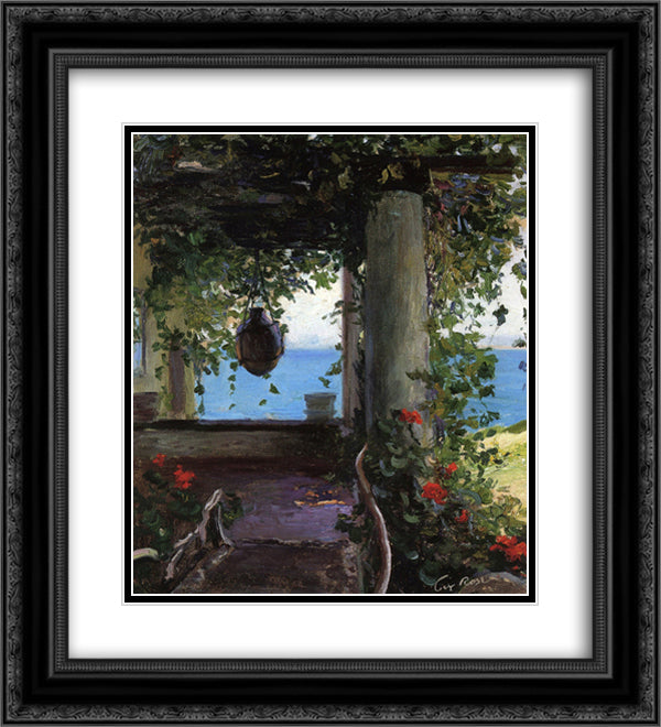 La Jolla Arbor 20x22 Black Ornate Wood Framed Art Print Poster with Double Matting by Rose, Guy