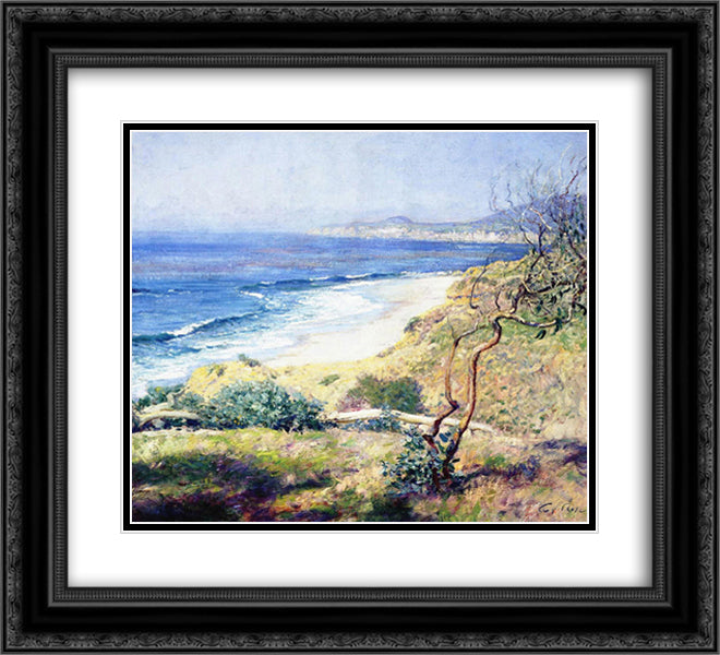 Laguna Shores 22x20 Black Ornate Wood Framed Art Print Poster with Double Matting by Rose, Guy