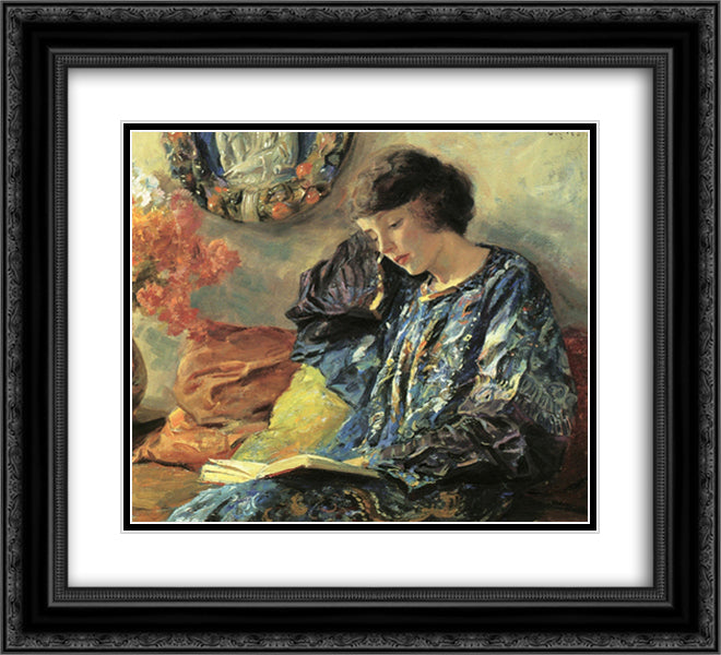 Marguerite 22x20 Black Ornate Wood Framed Art Print Poster with Double Matting by Rose, Guy