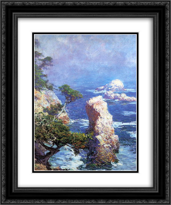 Mist Over Point Lobos 20x24 Black Ornate Wood Framed Art Print Poster with Double Matting by Rose, Guy