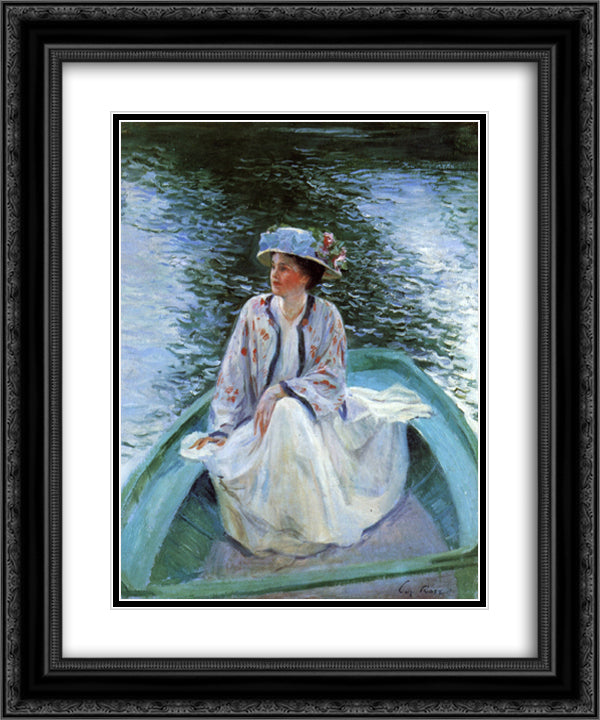 On the River's Edge 20x24 Black Ornate Wood Framed Art Print Poster with Double Matting by Rose, Guy