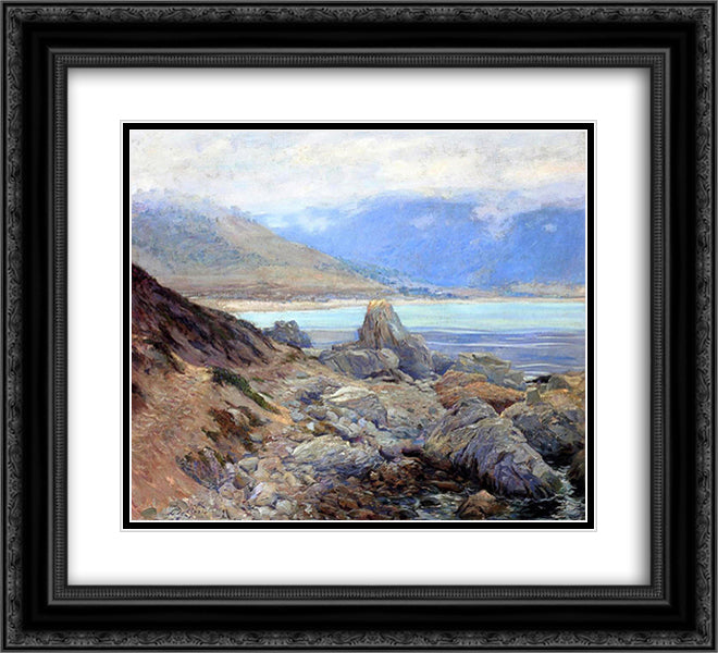 Path along the Shore 22x20 Black Ornate Wood Framed Art Print Poster with Double Matting by Rose, Guy