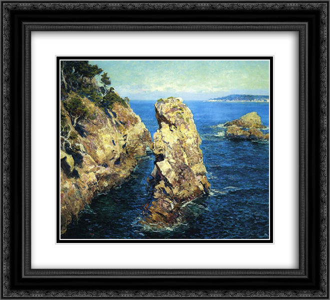 Point Lobos 22x20 Black Ornate Wood Framed Art Print Poster with Double Matting by Rose, Guy