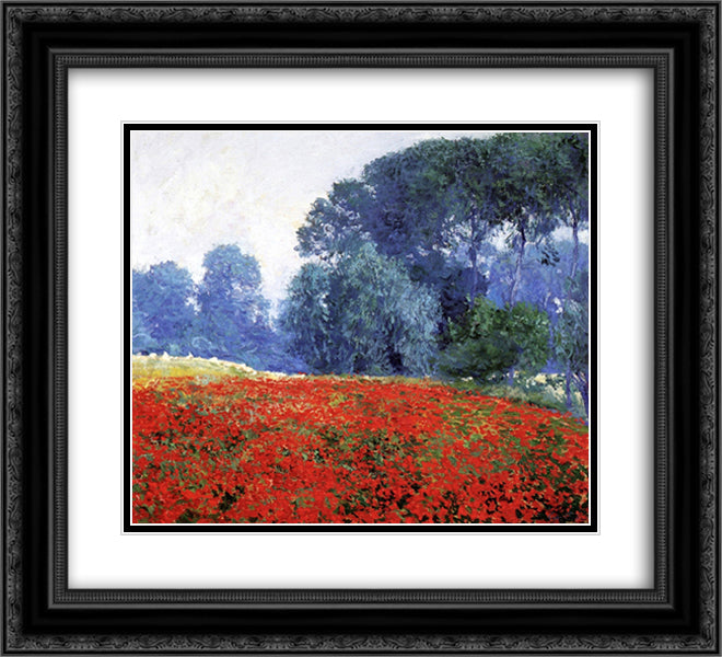 Poppy Field 22x20 Black Ornate Wood Framed Art Print Poster with Double Matting by Rose, Guy