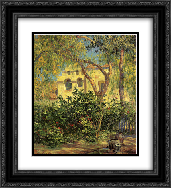 San Gabriel Mission 20x22 Black Ornate Wood Framed Art Print Poster with Double Matting by Rose, Guy