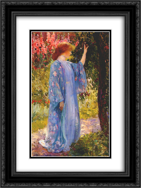 The Blue Kimono 18x24 Black Ornate Wood Framed Art Print Poster with Double Matting by Rose, Guy