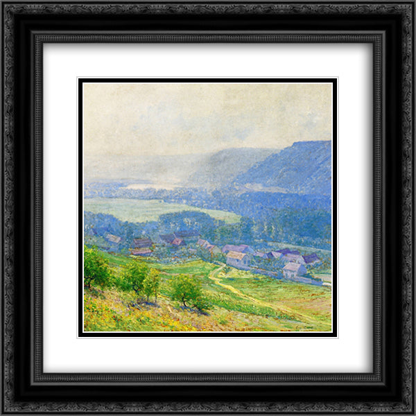 The Saine Valley, Giverny 20x20 Black Ornate Wood Framed Art Print Poster with Double Matting by Rose, Guy