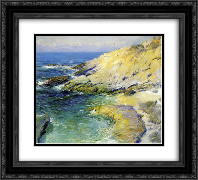 View of Wood's Cove 22x20 Black Ornate Wood Framed Art Print Poster with Double Matting by Rose, Guy