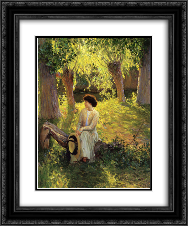 Warm Afternoon 20x24 Black Ornate Wood Framed Art Print Poster with Double Matting by Rose, Guy