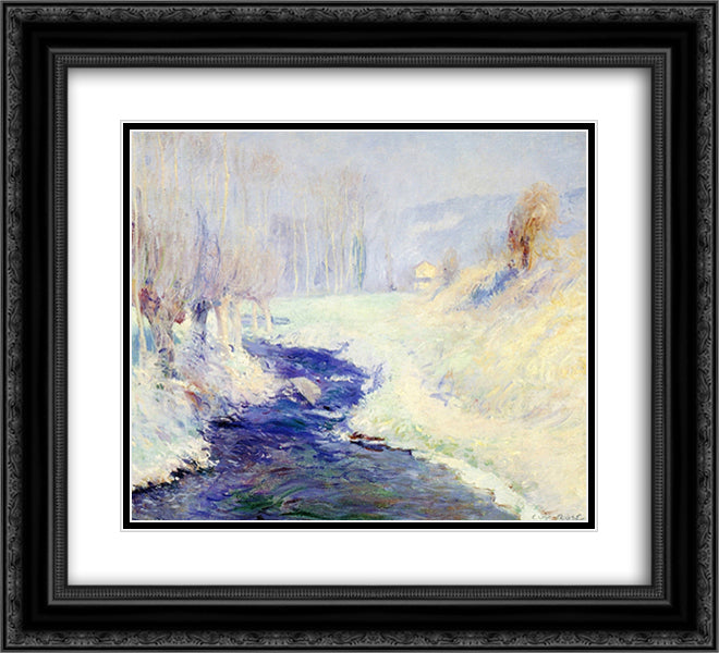 Winter 22x20 Black Ornate Wood Framed Art Print Poster with Double Matting by Rose, Guy