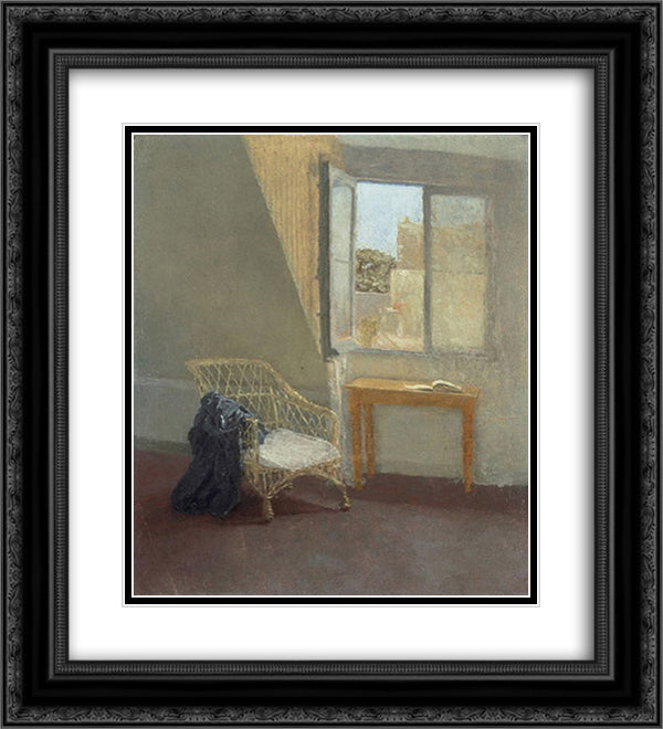 A Corner of the Artist's Room in Paris 20x22 Black Ornate Wood Framed Art Print Poster with Double Matting by John, Gwen