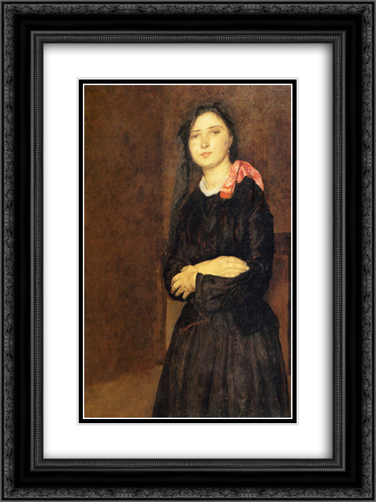 Dorelia in a Black Dres 18x24 Black Ornate Wood Framed Art Print Poster with Double Matting by John, Gwen