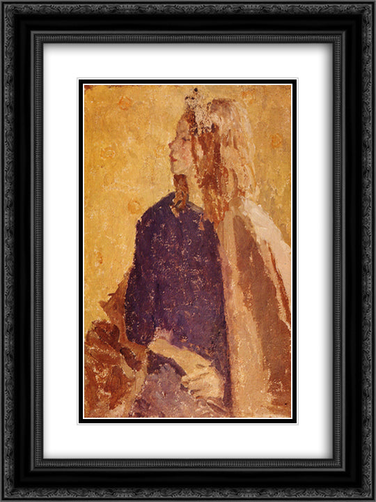 Girl in Profile 18x24 Black Ornate Wood Framed Art Print Poster with Double Matting by John, Gwen