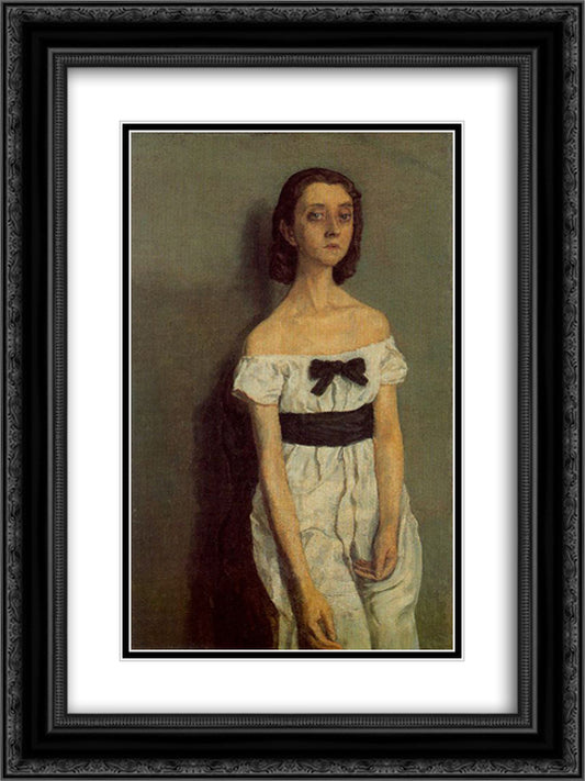 Girl with Bare Shoulders 18x24 Black Ornate Wood Framed Art Print Poster with Double Matting by John, Gwen