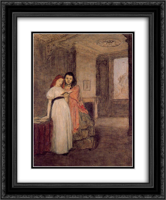 Interior with Figures 20x24 Black Ornate Wood Framed Art Print Poster with Double Matting by John, Gwen