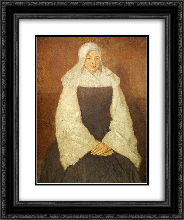 Mother Marie Poussepin 20x24 Black Ornate Wood Framed Art Print Poster with Double Matting by John, Gwen