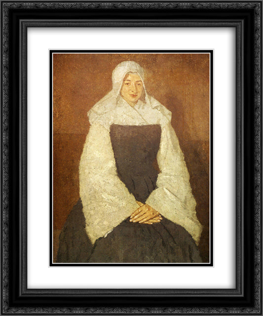 Mother Marie Poussepin 20x24 Black Ornate Wood Framed Art Print Poster with Double Matting by John, Gwen