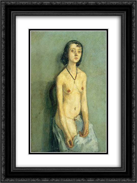 Nude Girl 18x24 Black Ornate Wood Framed Art Print Poster with Double Matting by John, Gwen