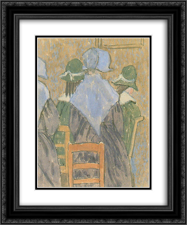 Nuns and schoolgirls standing in church 20x24 Black Ornate Wood Framed Art Print Poster with Double Matting by John, Gwen