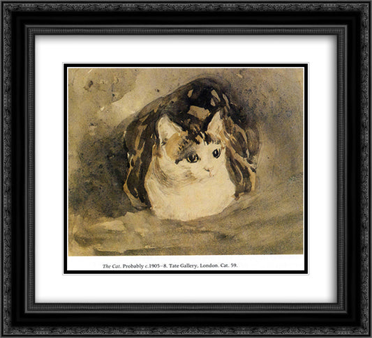 The Cat 22x20 Black Ornate Wood Framed Art Print Poster with Double Matting by John, Gwen