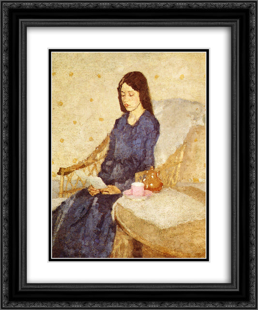 The Convalescent 20x24 Black Ornate Wood Framed Art Print Poster with Double Matting by John, Gwen