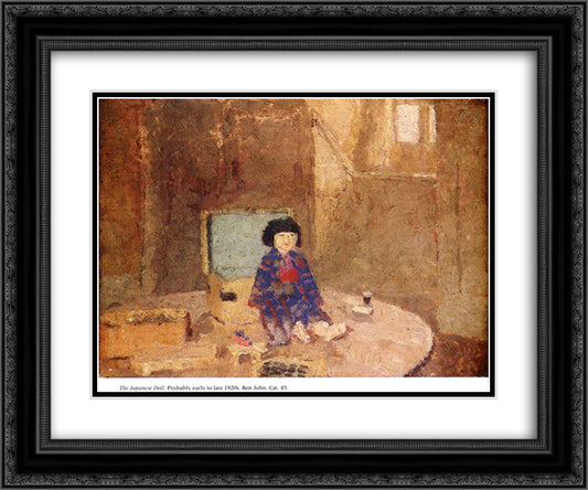 The Japanese Doll 24x20 Black Ornate Wood Framed Art Print Poster with Double Matting by John, Gwen