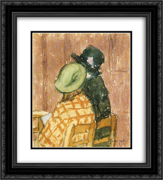 Two Women 20x22 Black Ornate Wood Framed Art Print Poster with Double Matting by John, Gwen