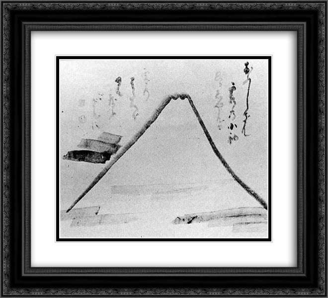 Fujiyama from Shoin-ji 22x20 Black Ornate Wood Framed Art Print Poster with Double Matting by Hakuin, Ekaku