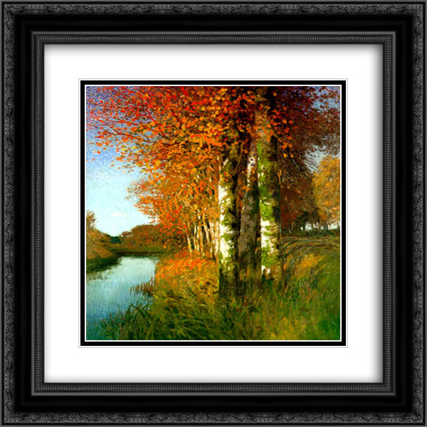 Birken am Moorgraben 20x20 Black Ornate Wood Framed Art Print Poster with Double Matting by Hans am Ende