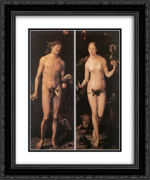 Adam and Eve 20x24 Black Ornate Wood Framed Art Print Poster with Double Matting by Baldung, Hans