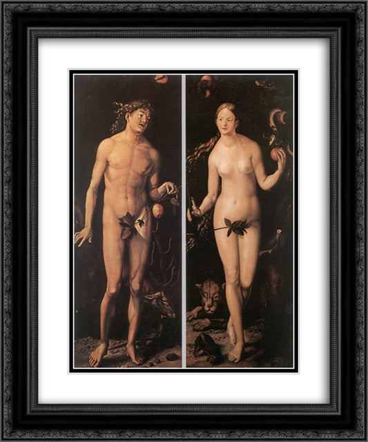 Adam and Eve 20x24 Black Ornate Wood Framed Art Print Poster with Double Matting by Baldung, Hans