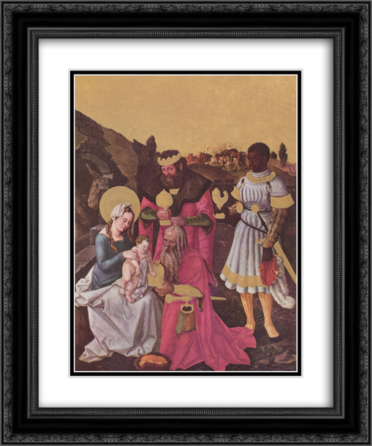 Adoration of the Magi 20x24 Black Ornate Wood Framed Art Print Poster with Double Matting by Baldung, Hans