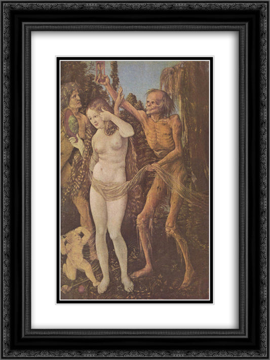 An Allegory of Death and Beauty 18x24 Black Ornate Wood Framed Art Print Poster with Double Matting by Baldung, Hans