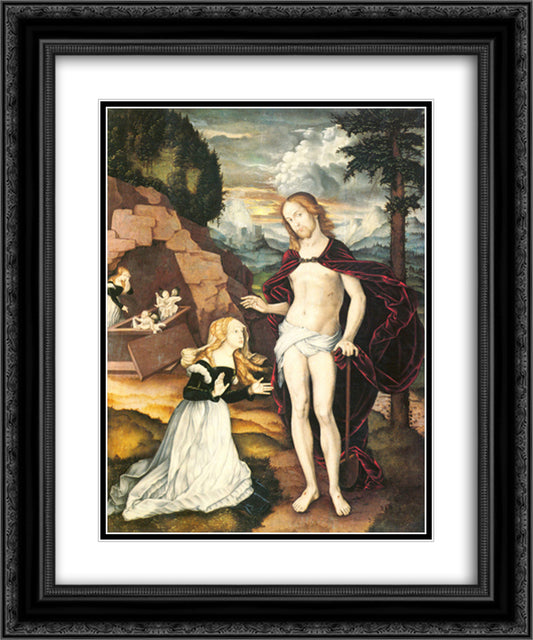 Christ as a gardener (Noli me tangere) 20x24 Black Ornate Wood Framed Art Print Poster with Double Matting by Baldung, Hans