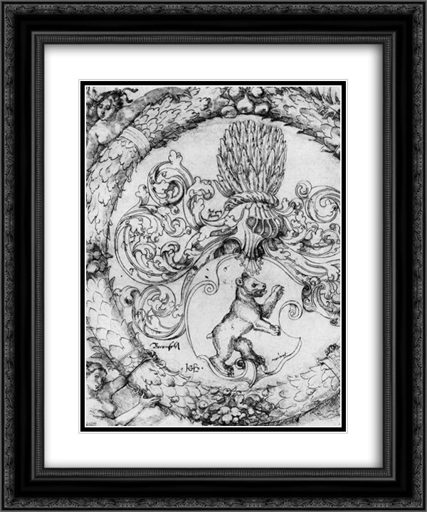 Coat of arms Basler Adelberg III of Bear Rock, Lord Arisdorf 20x24 Black Ornate Wood Framed Art Print Poster with Double Matting by Baldung, Hans