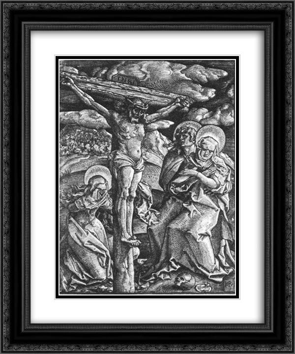 Crucifixion 20x24 Black Ornate Wood Framed Art Print Poster with Double Matting by Baldung, Hans