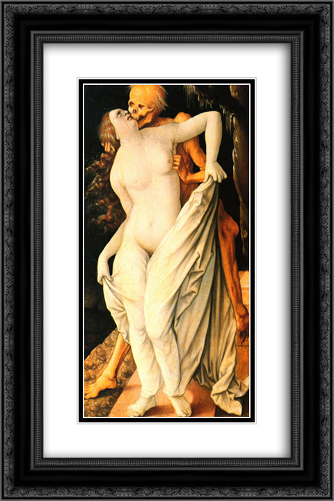 Death and wife 16x24 Black Ornate Wood Framed Art Print Poster with Double Matting by Baldung, Hans