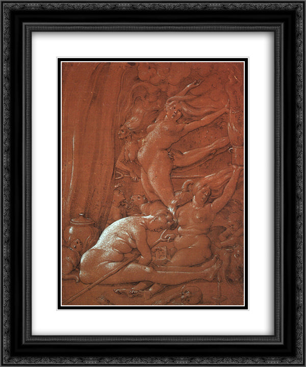 Departing for the Sabbath 20x24 Black Ornate Wood Framed Art Print Poster with Double Matting by Baldung, Hans