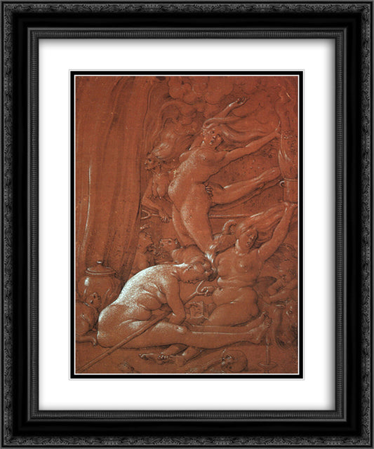 Departing for the Sabbath 20x24 Black Ornate Wood Framed Art Print Poster with Double Matting by Baldung, Hans