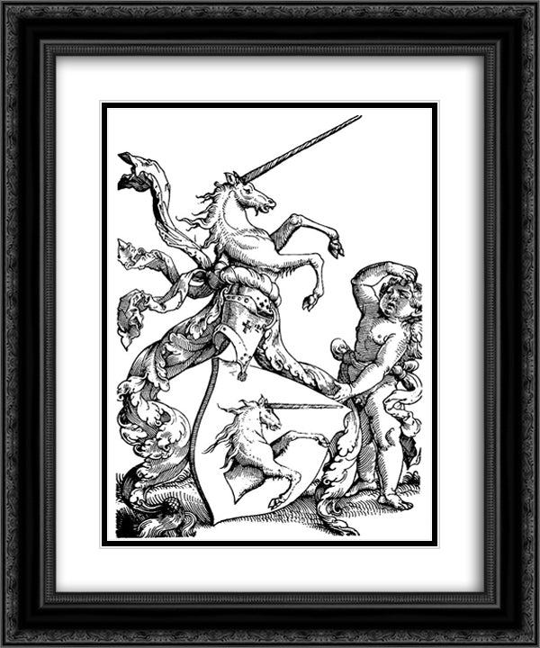 Family coat of arms Baldung 20x24 Black Ornate Wood Framed Art Print Poster with Double Matting by Baldung, Hans