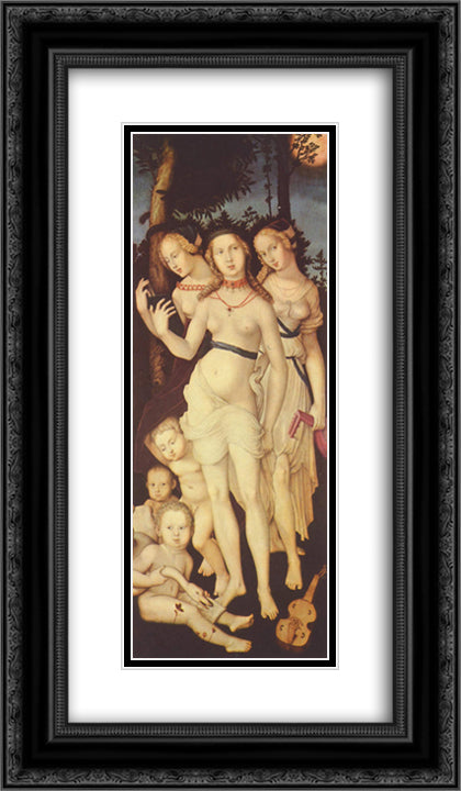 Harmony or The Three Graces 14x24 Black Ornate Wood Framed Art Print Poster with Double Matting by Baldung, Hans