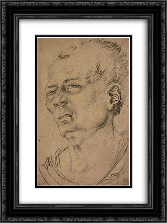 Head of man 18x24 Black Ornate Wood Framed Art Print Poster with Double Matting by Baldung, Hans