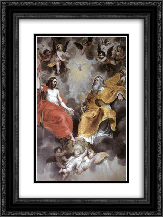 Holy Trinity 18x24 Black Ornate Wood Framed Art Print Poster with Double Matting by Baldung, Hans