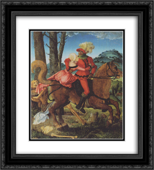 Knight, Death and girl 20x22 Black Ornate Wood Framed Art Print Poster with Double Matting by Baldung, Hans