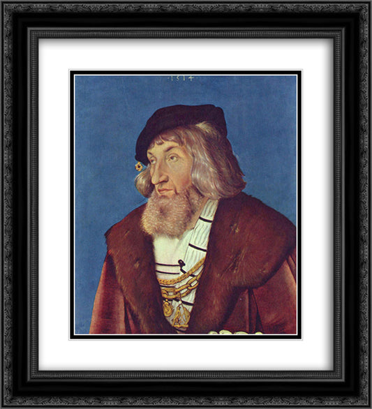 Portrait of a Man 20x22 Black Ornate Wood Framed Art Print Poster with Double Matting by Baldung, Hans