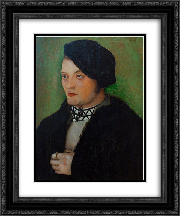 Portrait of a Young Man 20x24 Black Ornate Wood Framed Art Print Poster with Double Matting by Baldung, Hans