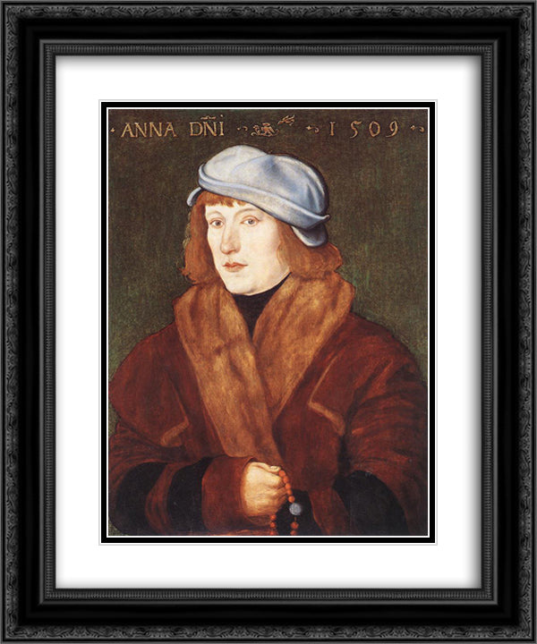 Portrait Of A Young man 20x24 Black Ornate Wood Framed Art Print Poster with Double Matting by Baldung, Hans