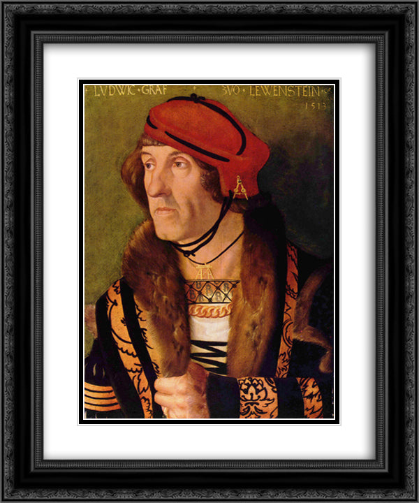 Portrait of Ludwig Graf zu Loewenstein 20x24 Black Ornate Wood Framed Art Print Poster with Double Matting by Baldung, Hans