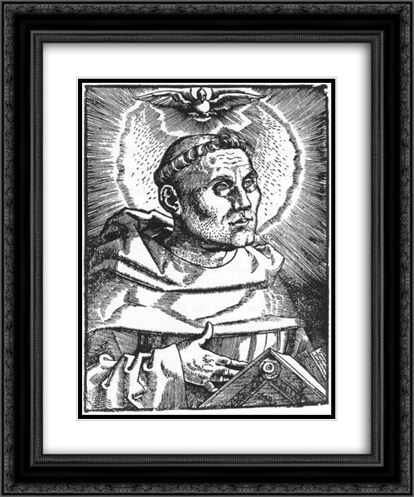 Portrait of Martin Luther 20x24 Black Ornate Wood Framed Art Print Poster with Double Matting by Baldung, Hans